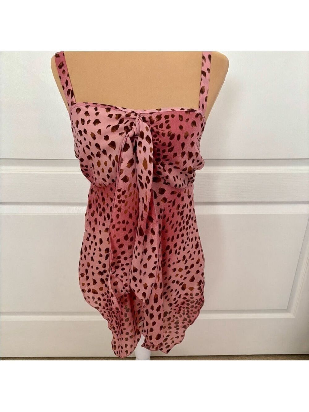 Pink & Brown Animal Print Lingerie Nightie | Adjustable Straps